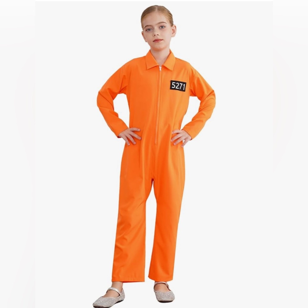 BNWT! Prisoner inmate kids costume 12 orange Halloween costume jumpsuit